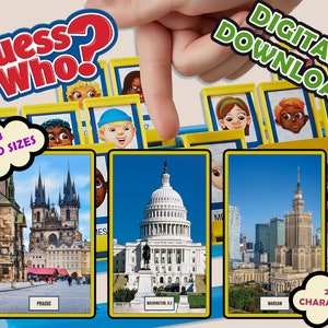 MAIÚSCULAS V2 - Adivinhe quem para impressão? | Imprimir em casa | Download digital | Países | Adivinhe Quem Cartões | Jogos de festa | Cartões Montessori | A4