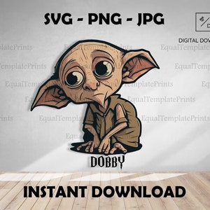Dobby SVG | Descarga instantánea | mundo del mago | Paquete de películas escolares | Archivos Svg | SVG para Cricut | Camisas de diseño | Diseños | Harry imprimible