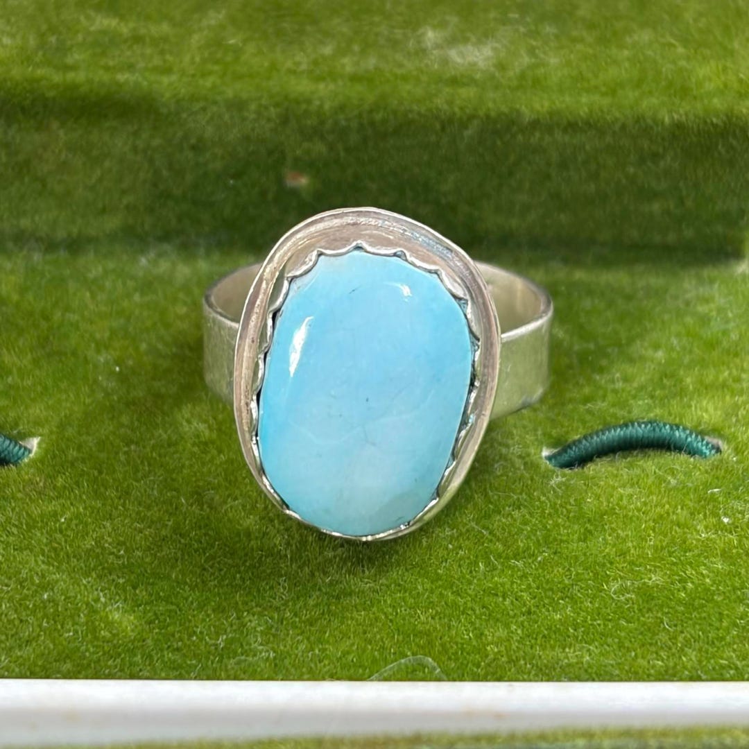 Sterling Larimar Navajo Curtis Billie Ring Size 7.5 Vintage - Etsy