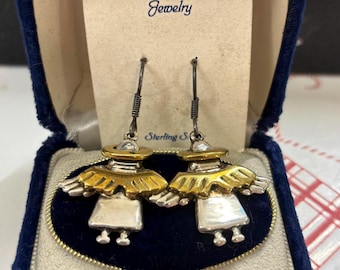 Vtg 80s/90s Sterling angel earrings 925 Mexico