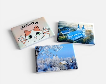 Custom Ceramic Fridge Magnet with Photo or Text – UV Printed, Personalized 50×70 mm Magnet