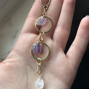Miniature Gold Purple Crystal Hanging Prism, decor