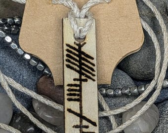 Handmade Ogham Wood Engraved Pendant - Mo Anam Cara (My Soulmate)