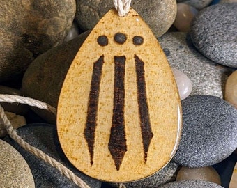 Handgemaakt, met hout gegraveerd Awen-amulet: Keltische inspiratie • Balans • Intuïtie