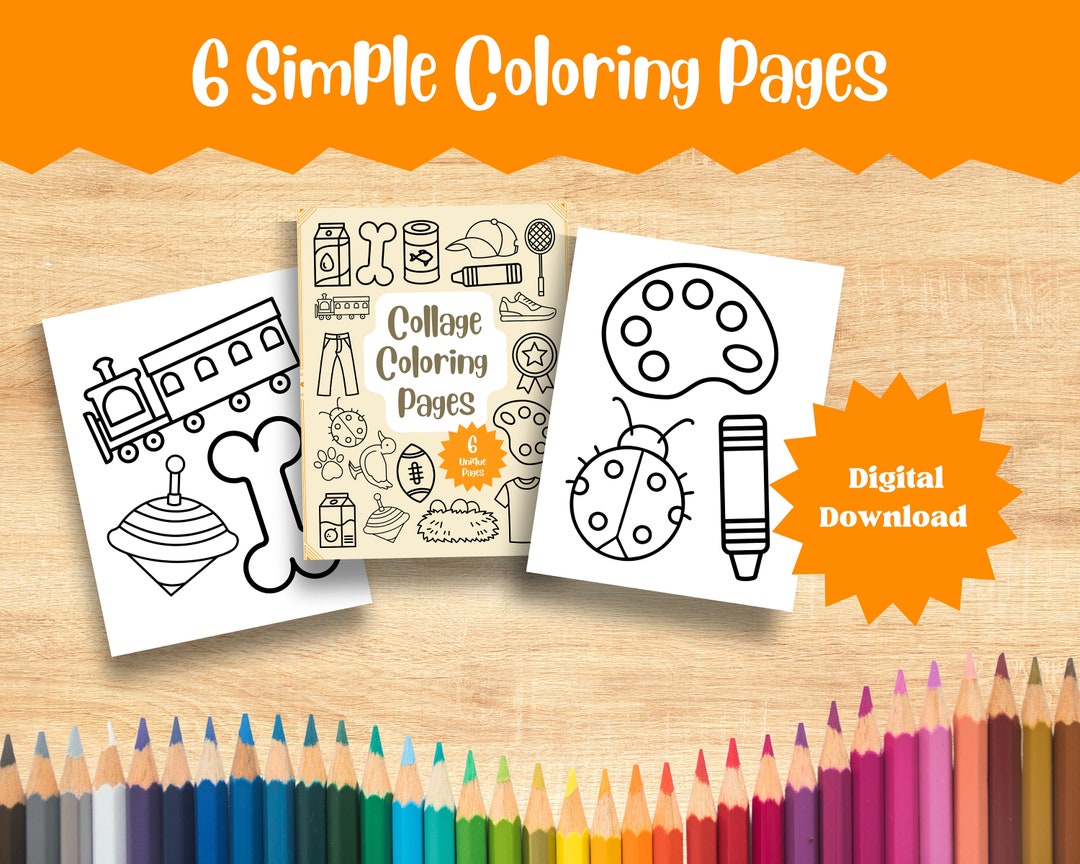 Collage Coloring Pages 6 Coloring Sheets Object Categories - Etsy