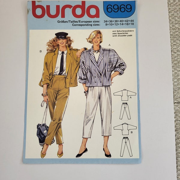 Burda 6969 - Pantalon et veste années 80 - Tailles 34 à 44