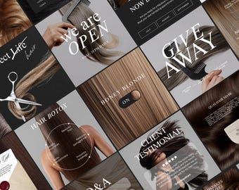 200+ Luxury Hair Stylist Instagram Bundle Canva Template, Hair Salon Template, Hairdresser Social Media Post
