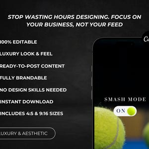 90+ Padel & Tennis Instagram Canva Bundle, Padel Club Social Media Templates, Tennis Club Social Media Posts, Racket Sports Social Media image 3