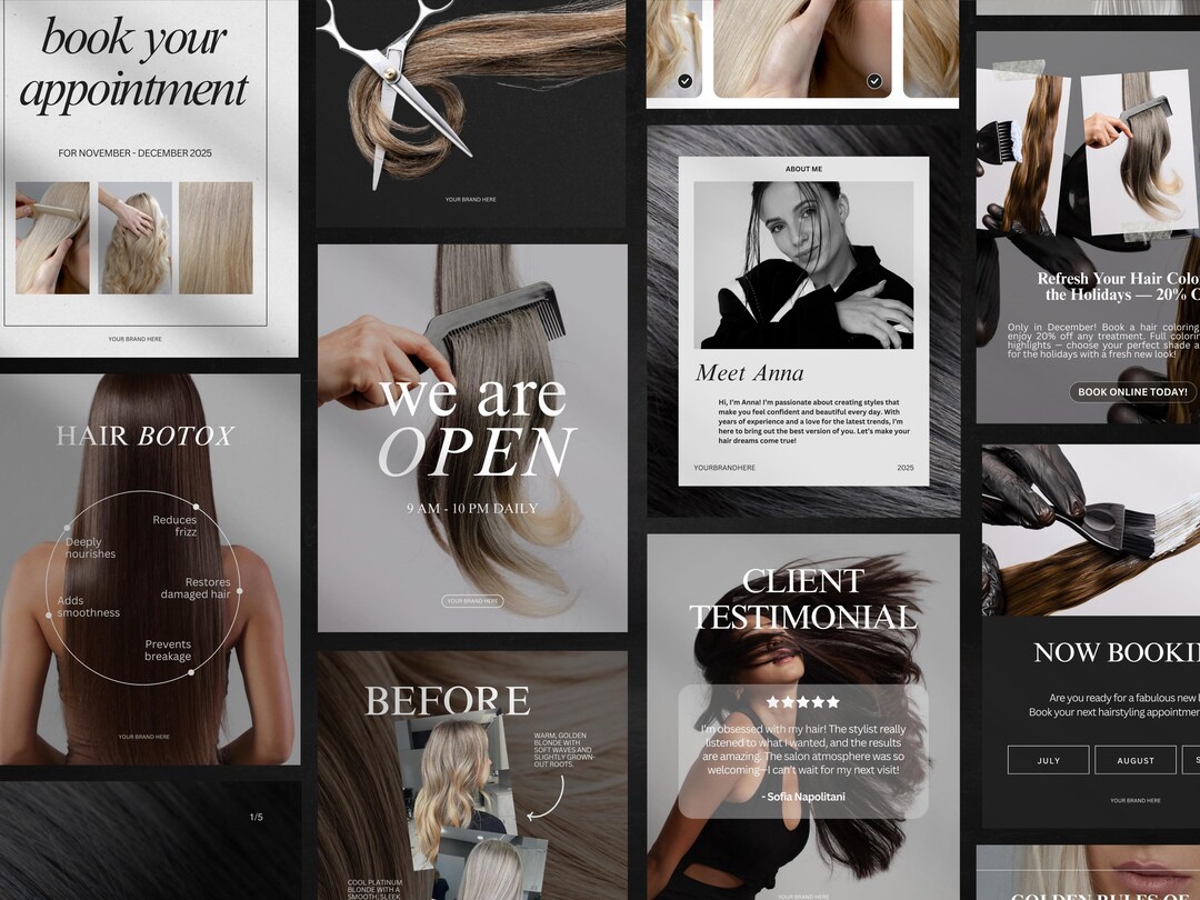 Hair Stylist Instagram Posts, Hairdresser Social Media Post, Canva ...