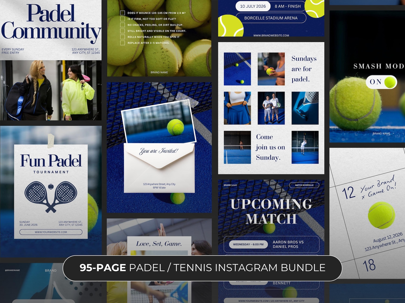 90+ Padel & Tennis Instagram Canva Bundle, Padel Club Social Media ...
