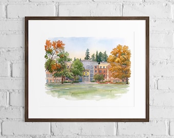Universität von Oregon Aquarell Kunst