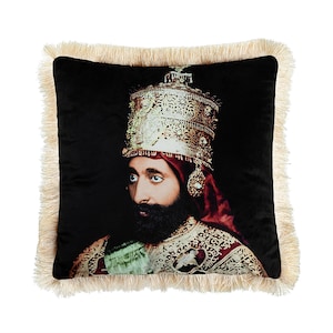 His Imperial Majesty Haile Selassie I Rastafari Throw Pillow III