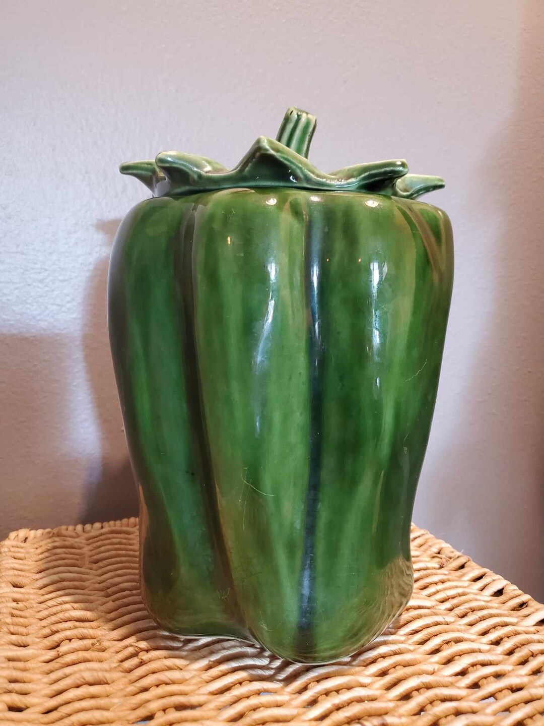 Vintage Mccoy USA 157 Green Bell Pepper Cookie Jar With Lid Etsy