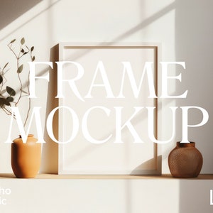 Boho Chic Frame Mockup | Frame Mat Mockup | Thin Wood Black White Frame | Shadow Frame Mockup | PSD Photoshop Mockup | Minimalist Modern