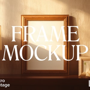 Vintage Frame Mockup | Vintage Frame Mat Mockup | Retro Wood Black White Frame | Shadow Frame Mockup | PSD Photoshop Mockup | Farmhouse