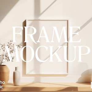 Boho Chic Frame Mockup  | Frame Mat Mockup | Thin Wood Black White Frame | Shadow Frame Mockup | PSD Photoshop Mockup | Minimalist Modern