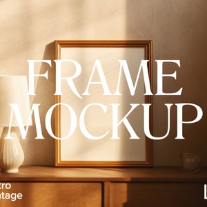 Vintage Frame Mockup | Vintage Frame Mat Mockup | Retro Wood Black White Frame | Shadow Frame Mockup | PSD Photoshop Mockup | Farmhouse