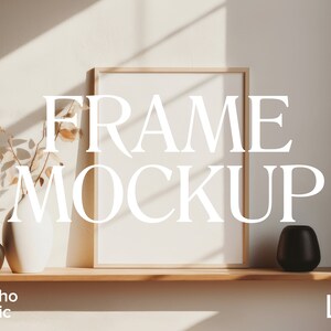 Boho Chic Frame Mockup | Frame Mat Mockup | Thin Wood Black White Frame | Shadow Frame Mockup | PSD Photoshop Mockup | Minimalist Modern