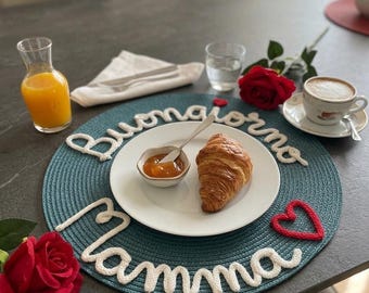 Sets de table personnalisés avec noms – Idée cadeau d'anniversaire, sets de table familiaux, cadeau pour la fête des mères