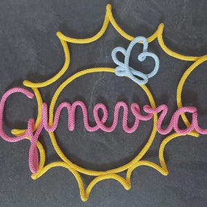 Fiocco nascita personalizzato con nome in maglia tricotin decorazione per la cameretta con luna e stellina fuori porta idea regalo battesimo