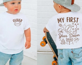 Football First Birthday Boy Shirt, Personalized Name Number One, Rookie Year Baby Outfit, 1st Birthday Football Shirt, Birthday Shirt.