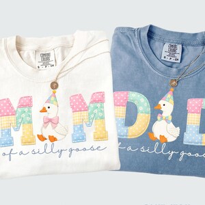 One Silly Goose First Birthday Shirt, Matching Family Birthday Outfit, Mama Goose Dad Goose Tee, Patchwork Effect Goose First Birthday Shirt