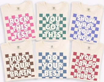 You Got This Teacher Shirt, Comfort Colors Test Day Tee, Group Exam Shirts, Motivational School Testing Shirt, Checkered Shirt for Teachers.
