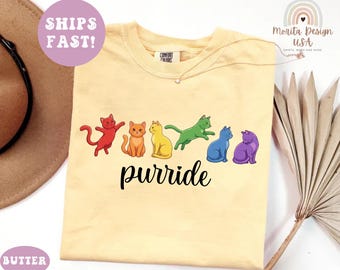 Purride Cat Shirt, LGBTQ Pride Shirt, Rainbow Cat Tee, Gay Pride Tee, Queer Pride Shirt Unisex, LGBT Cats Shirt, LGBTQ Pride Shirt.