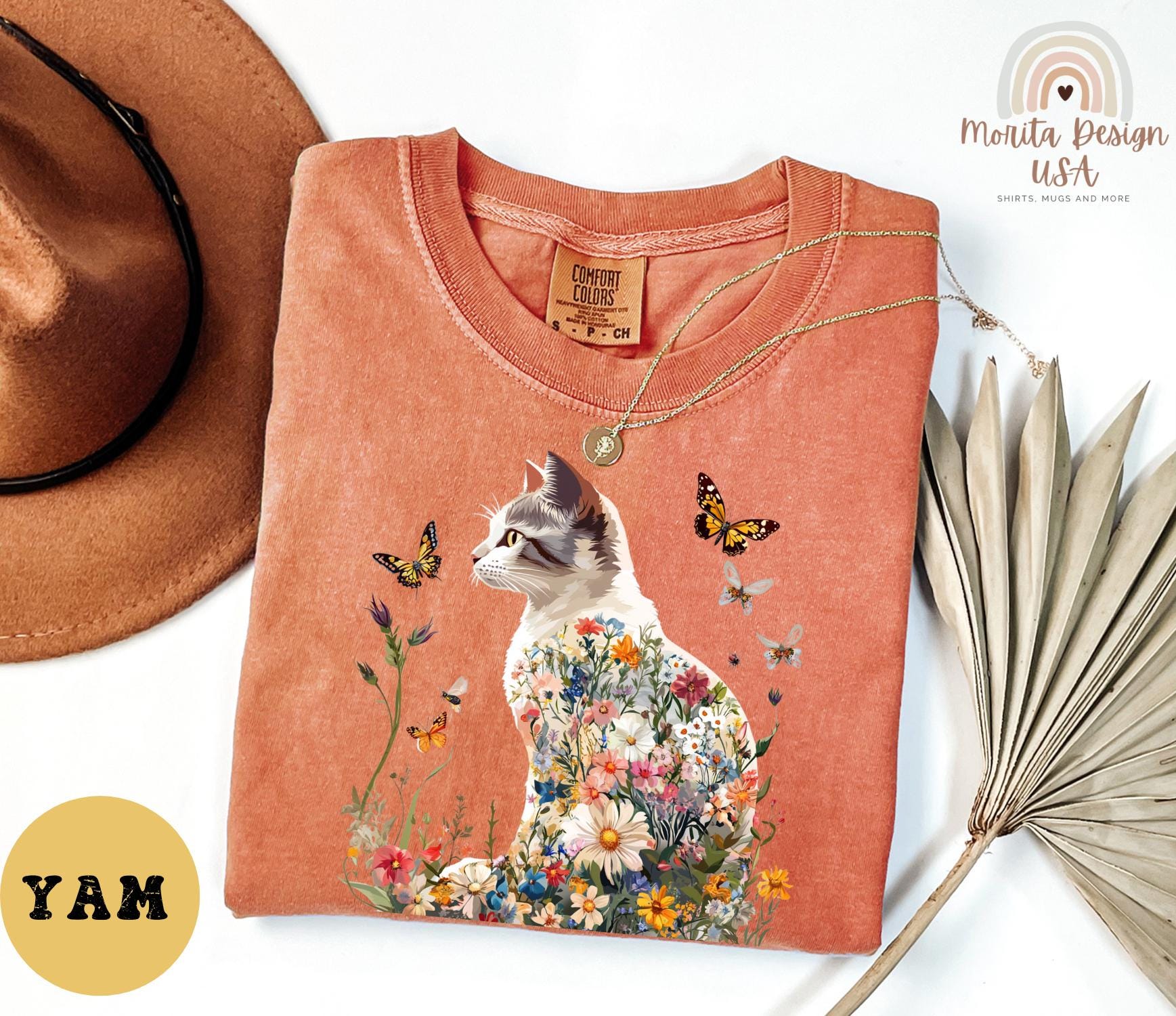 Floral Cat Shirt, Cat Lover Gift, Wildflowers Cat Shirt, Cottagecore ...