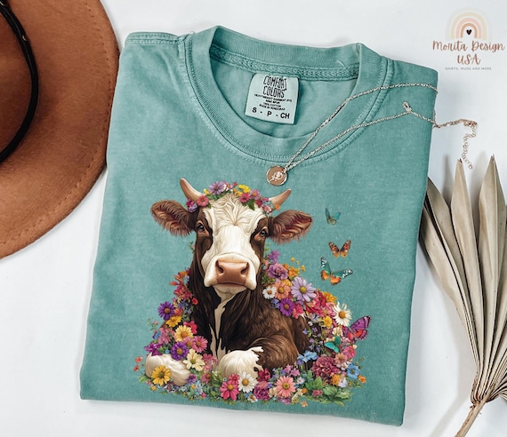 Wildflower Cow Shirt, Mama Cow Shirt, Cottagecore Cow Shirt, Cow Lover Shirt, Floral Cow Shirt, Cow Farm Shirt, Cow Shirt for Women.