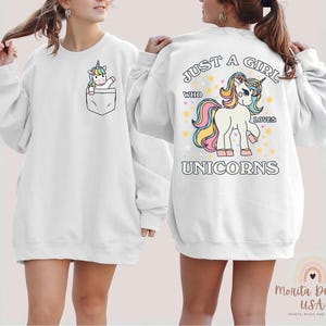 Unicorn Birthday Sweatshirt, Just A Girl Unicorn Sweatshirt, Unicorn Shirt For Girl, Gift For Unicorn Lover, Unicorn Girl Hoodie.