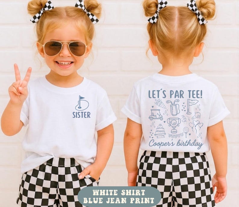 Golf First Birthday Matching Family Shirts, Lets Par Tee Birthday Shirt, Hole In One Party Outfit, Custom Golf Mom Dad Tee Gift. image 8