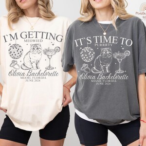 Personalized Cat Bachelorette Party Shirts, Cat Themed Bachelorette Party Shirt, Cat Lovers Bachelorette Shirt, Getting Meowied Shirt.