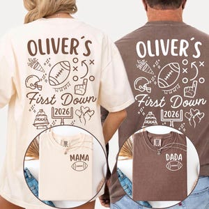 Football First Birthday Family Shirts, Personalized Name First Down 2026, Matching Mommy Daddy Tees, Rookie Year Birthday Outfit.