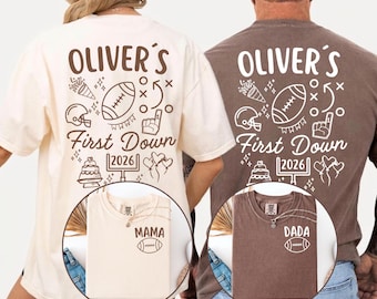 Football First Birthday Family Shirts, Personalized Name First Down 2026, Matching Mommy Daddy Tees, Rookie Year Birthday Outfit.