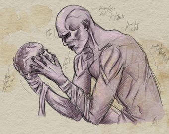 Frankenstein The Creature character study fanart- A4