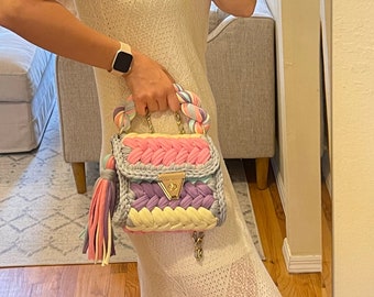 Handmade Bag/Colorful Knit Bag/Timeless Bag/Crochet bag/Crossbody-Bag/Designer Bag/Yarn Purse/Gift For Her/Knitted bag/Luxury Women's Bag