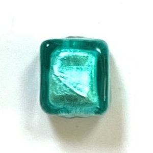 Aqua Green Murano Glass Silver Foiled Cube 10mm Marino Murano Glass Bead