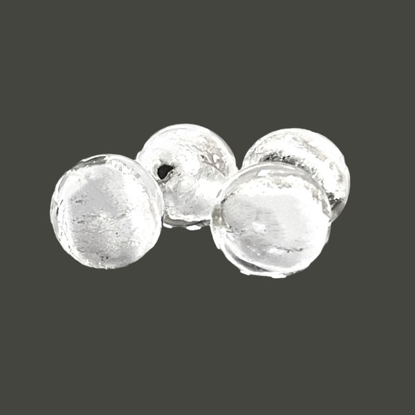 Silver Murano Glass Ball 10mm Sphere Crystal Venetian Glass Bead