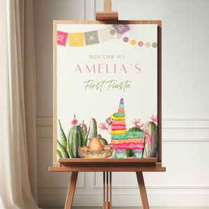 Editable First Fiesta Birthday Welcome Sign, Mexican Theme Party, First Fiesta Canva Digital Template, 1st Fiesta Printable Sign, 0008