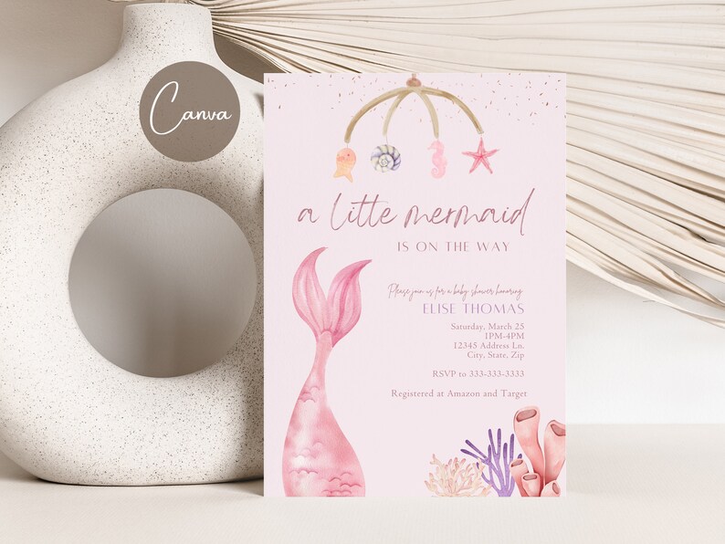 Editable Mermaid Baby Shower Invitation, Under the Sea Baby Shower ...