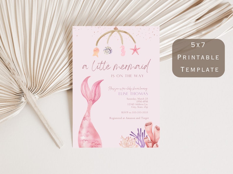 Editable Mermaid Baby Shower Invitation, Under the Sea Baby Shower ...
