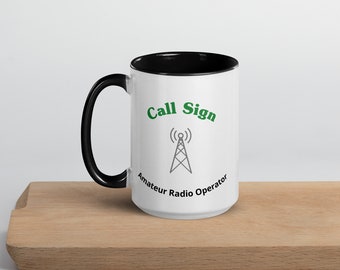 Custom Call Sign - Amateur Radio Operator - Mug with Color Inside