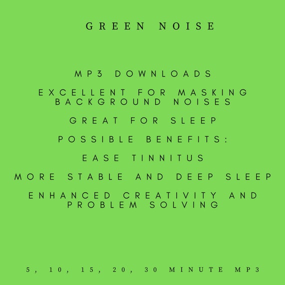 Green Noise MP3 Download - Sound Masking - Sleep Noise - Background Noise - Mental Focus