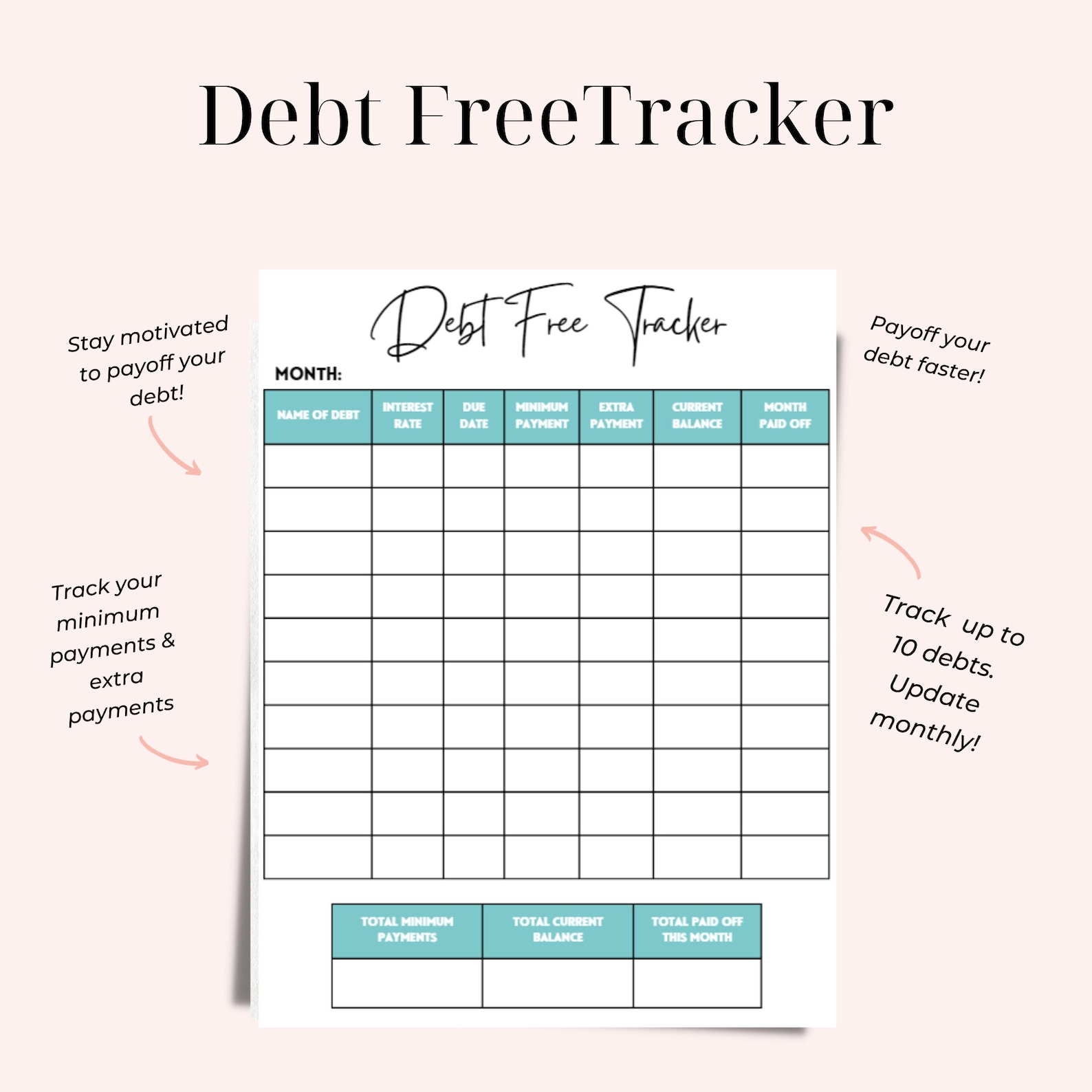 Debt Free Tracker, Debt Snowball, Debt Tracker, Debt Payoff Tracker ...