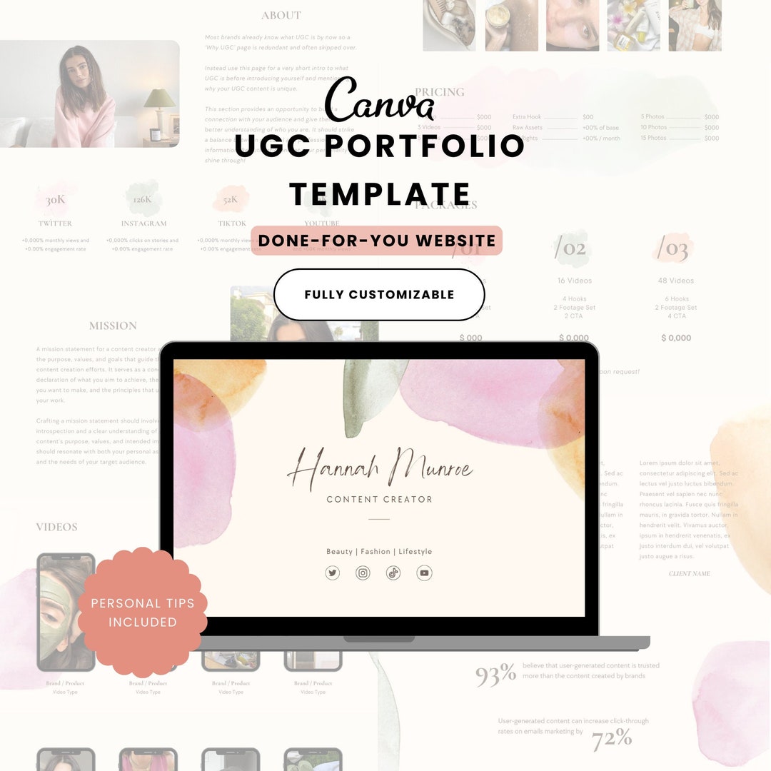 UGC Portfolio Template Canva | UGC Website Template | Minimal Pastel ...