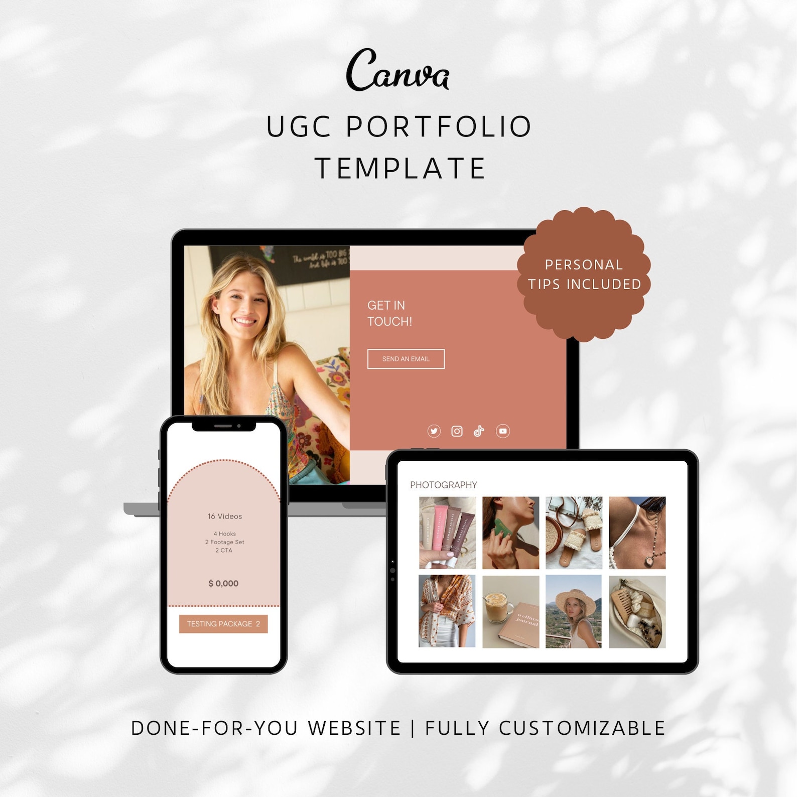 UGC Portfolio Template Canva | UGC Website Template | Minimal Boho ...