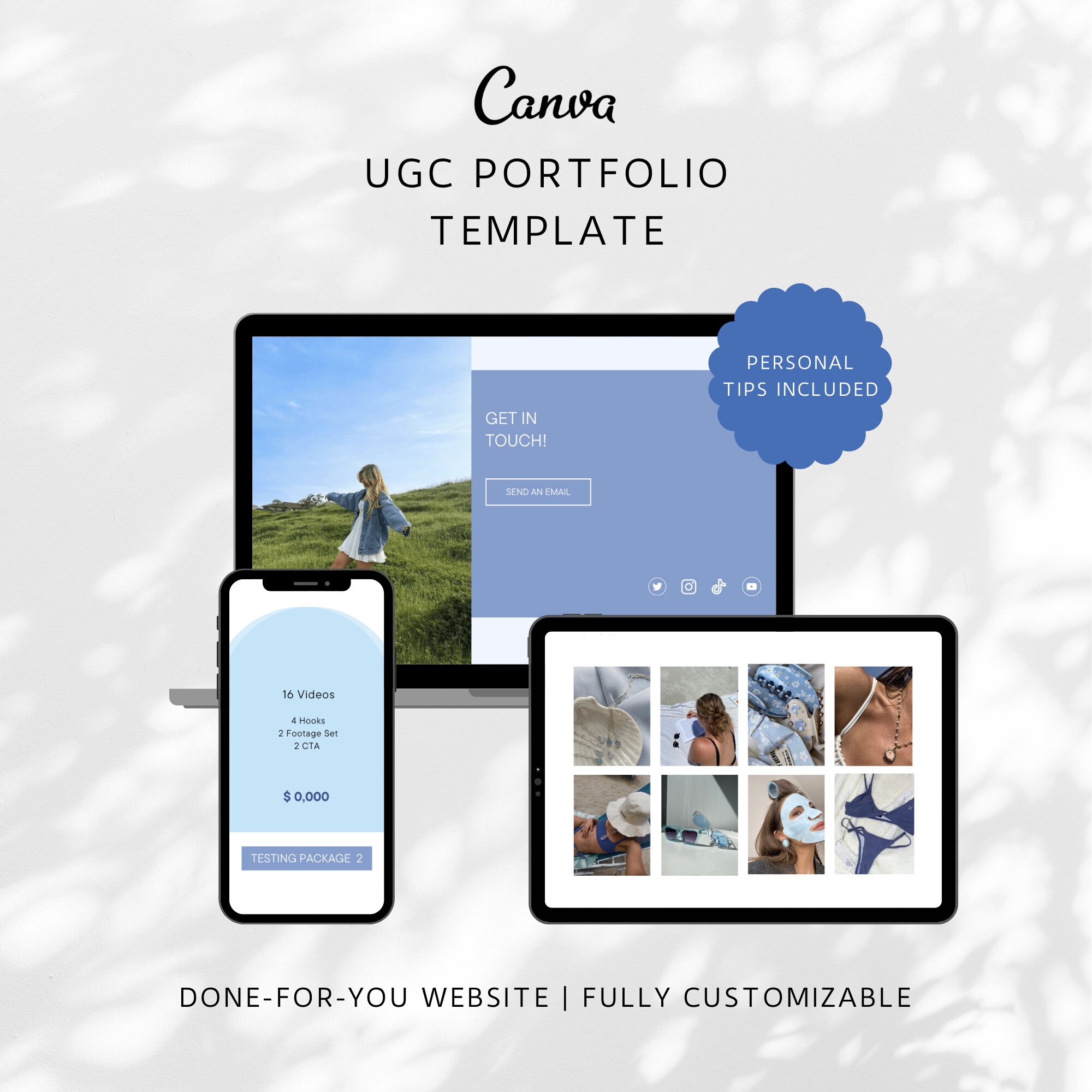 UGC Portfolio Template Canva | UGC Website Template | Minimal Coastal ...