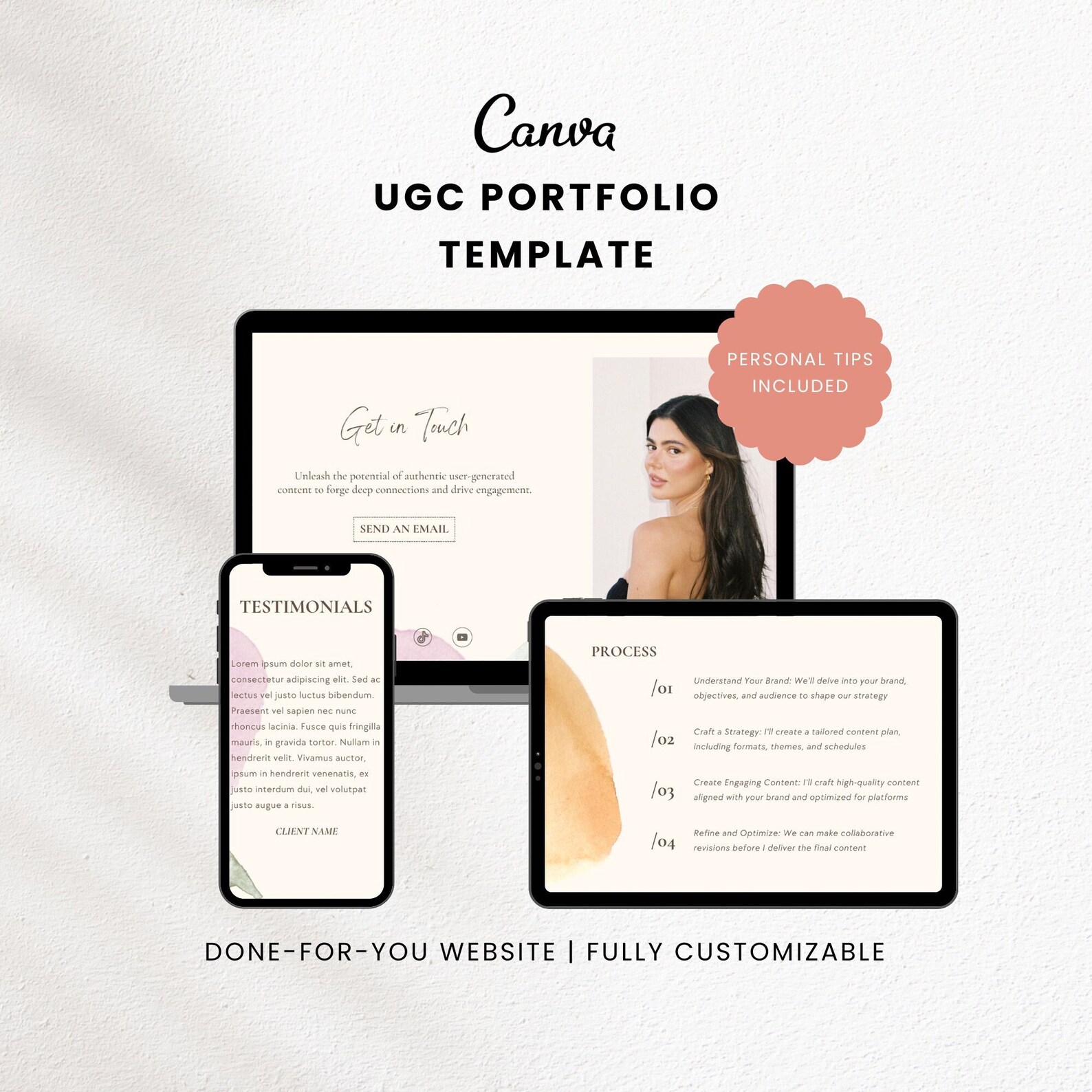 UGC Portfolio Template Canva | UGC Website Template | Minimal Pastel ...