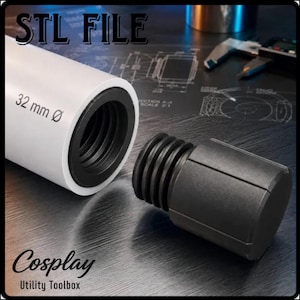 32mm PVC Pipe Internal Threaded Connectors STL - Modular Cosplay Prop Joint Kit - Demountable Staff Pole Coupler - 3D Print File